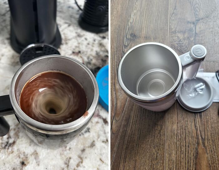 Tired Of Your Coffee Getting Cold Before You Can Finish It? This Self Stirring Mug Keeps Your Drink Warm And Your Caffeine Levels High, So You Can Power Through Your Day 