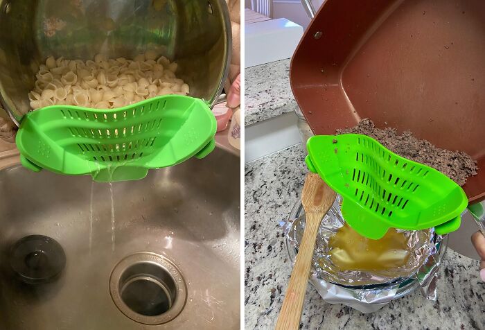  This Silicone Clip On Strainer Is Peak Efficiency And Space Saving Genius