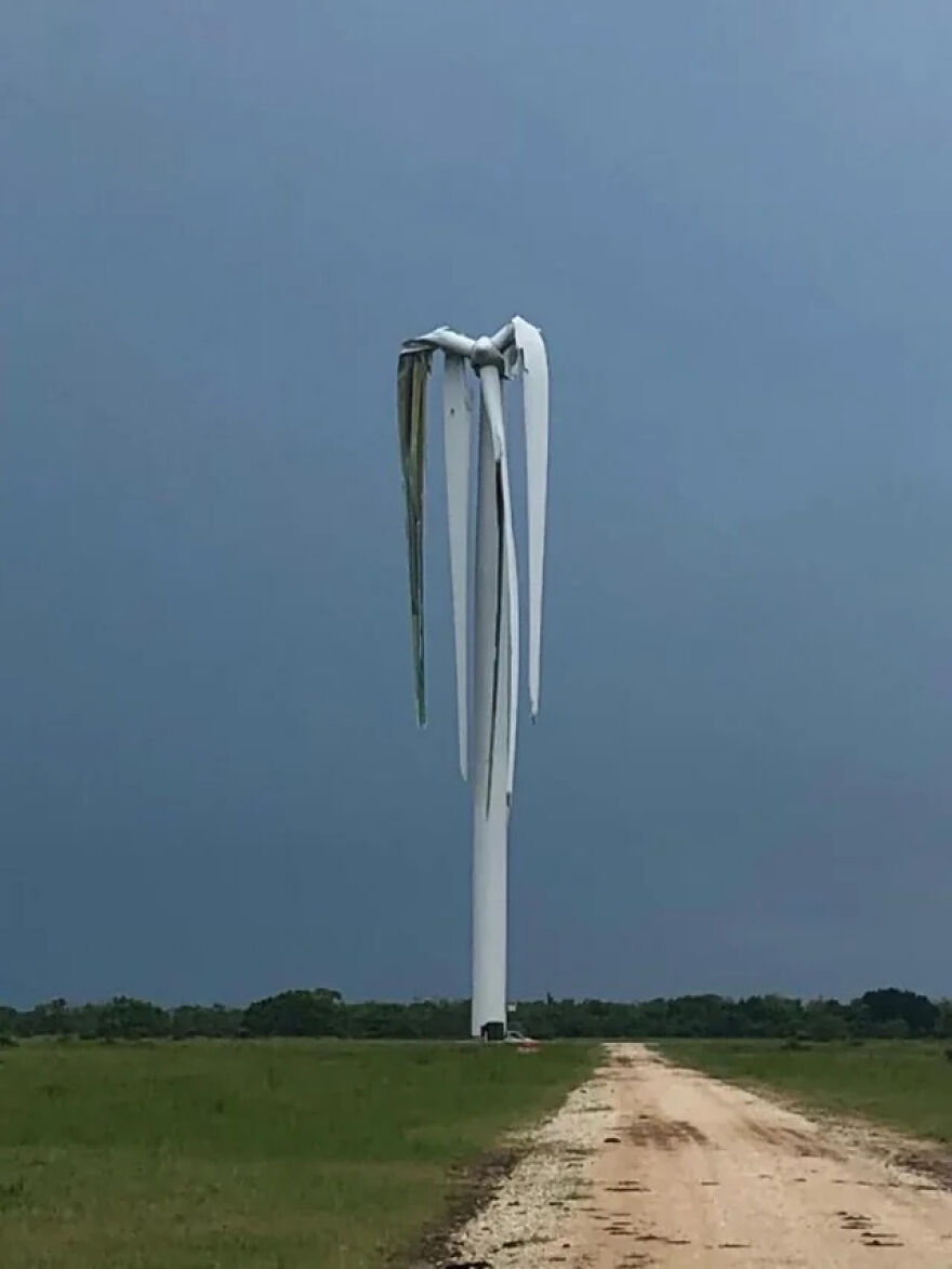 Wind Turbine After Being Hit By A Tornado