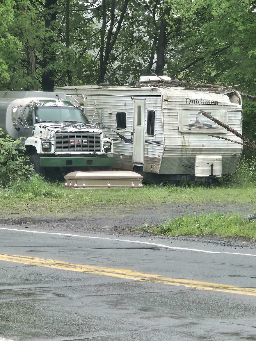 This Casket Has Been Sitting On Someone's Property In My Neighborhood For About A Week