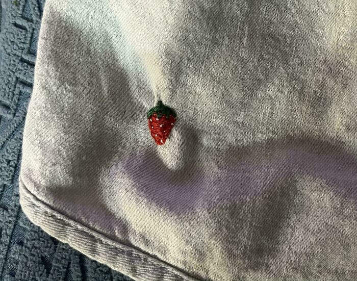 Added A Little Strawberry To My Daughter’s Damaged Shorts