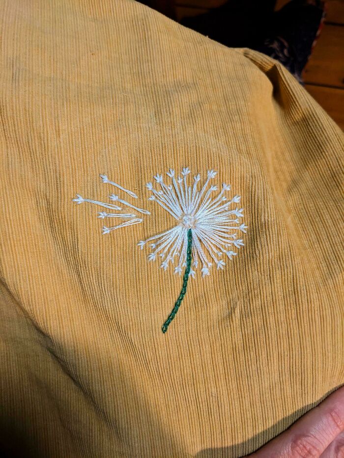 Really Happy With How This Came Out, Dandelion Seed Head Over Some Small Tears In A Shirt