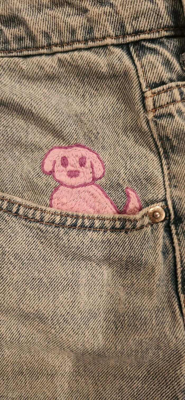 I Finished Patching My GF's Pants With A Puppy Patch