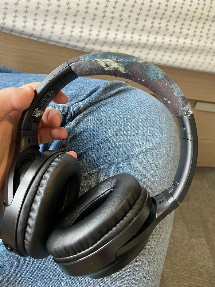 Long Time Lurker, First Time Poster, I Covered The Flaking Faux Leather Headband Of My Headphones With Constellation Fabric