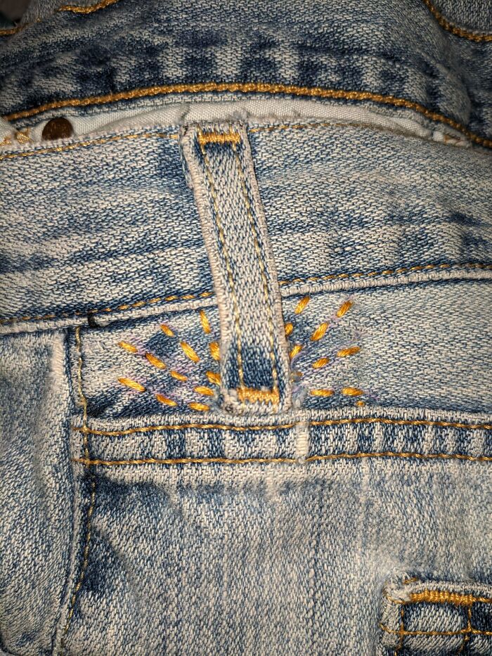 A Cheerful Little Mend For A Ripped Belt Loop On My Favorite Jeans