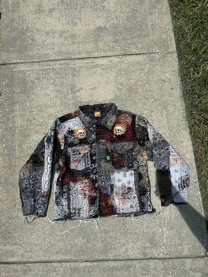 Idk If It Still Counts As Mending If The Distressing Is Self Inflicted But Here’s A Jacket I Made Regardless