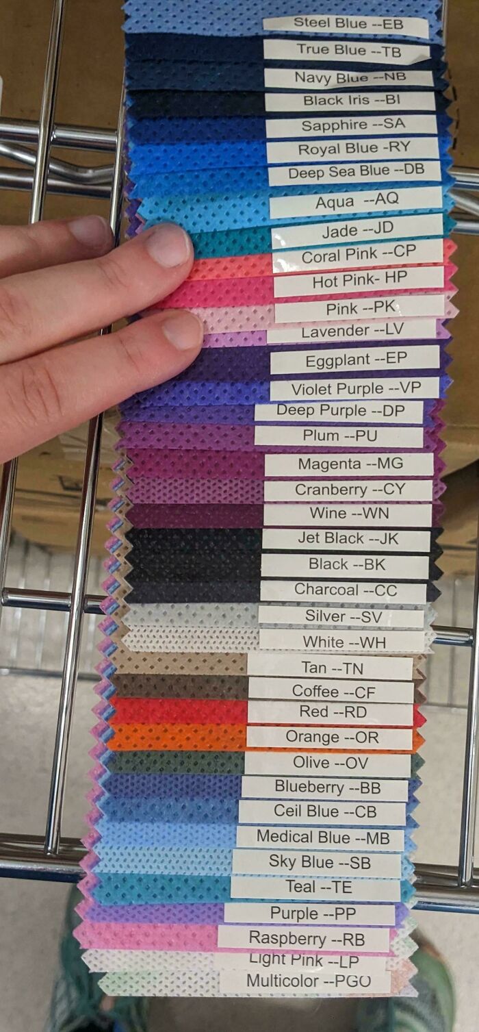 Color swatches in various shades, from Steel Blue to Multicolor, showing something mildly interesting.