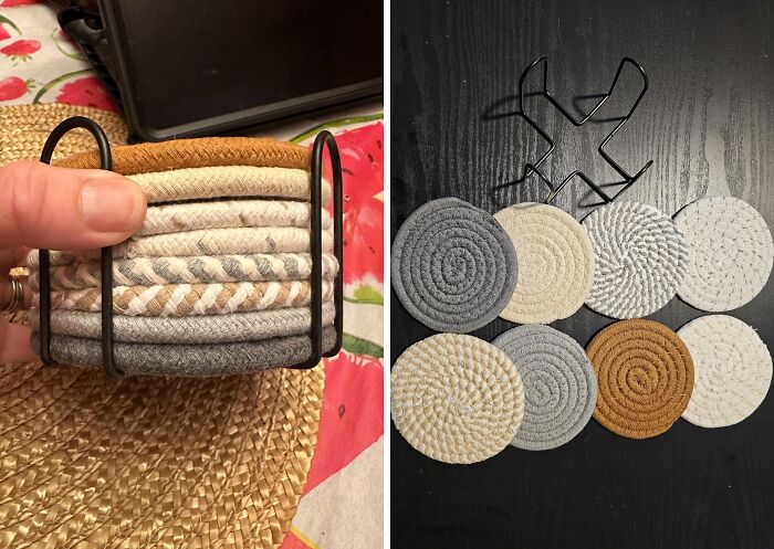  Woven Coasters Actually Absorb Moisture, Making Them Way More Effective (And Pretty!) Than Other Coasters