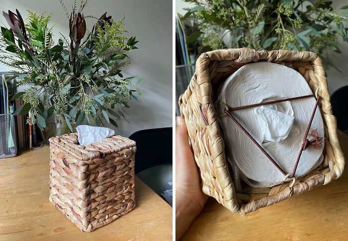 Tired Of Your Tissue Box Looking Like It Belongs In A Doctor's Office? This Wicker Tissue Box Cover Is The Stylish And Sustainable Way To Disguise Those Unsightly Cardboard Boxes