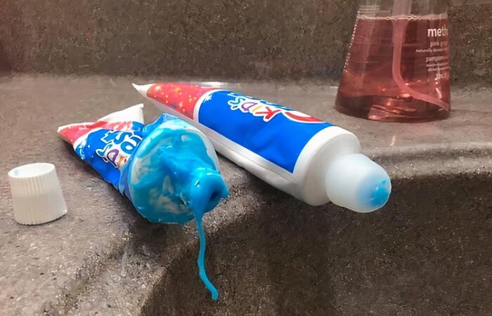 Toothpaste tube with a cap missing, illustrating a cheap fix for everyday problems.