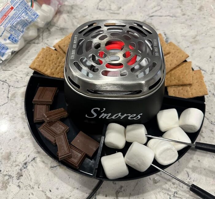 Bring The Campfire Inside And Make S'more Memories With Your Loved Ones, Courtesy Of The Tabletop Indoor Electric S'mores Maker. It's All The Gooey Goodness Without The Great Outdoors!