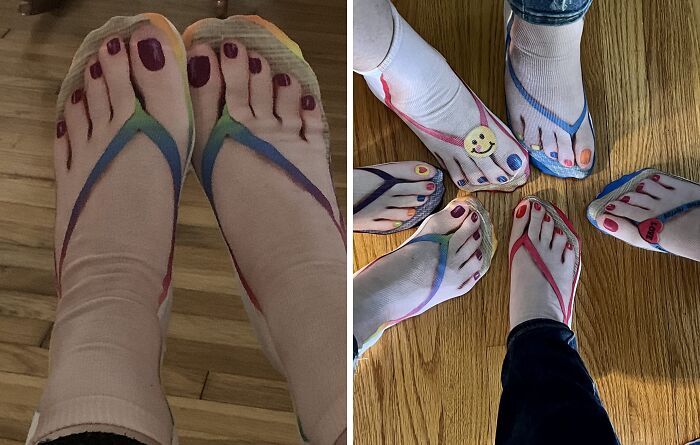 Confuse Beachgoers And Fashionistas Alike With These Mind-Boggling Flip Flop Socks That Make You Question Reality And The Very Concept Of Footwear