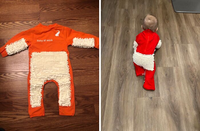 Turn Your Crawling Cutie Into A Cleaning Machine With This Questionably Practical Baby Mop Onesie 