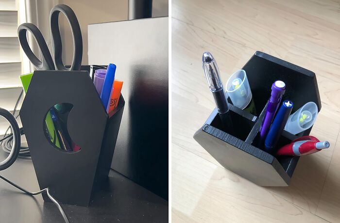 Bury Your Boring Desk Accessories And Rise To A Spookier Way Of Organizing With The Coffin Pen Holder, A Creepy-Cool Way To Keep Your Pens And Pencils In One Haunted Place