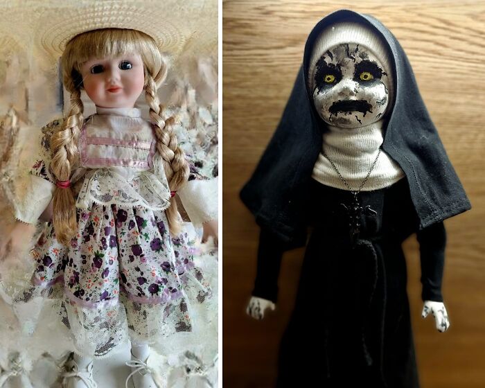 Before And After. This Is My First Doll I Ever Made. I Sewed The Nun's Clothes From An Old Shirt And Socks