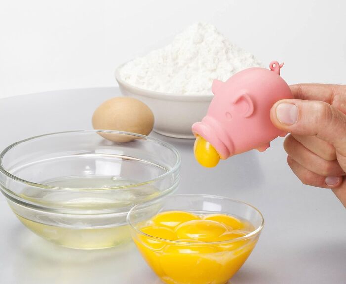 This Little Piggy Went To The Kitchen... To Separate Your Eggs! This Silicone Piggy Egg Separator Is The Cutest Way To Achieve Yolk-White Harmony In Your Baking