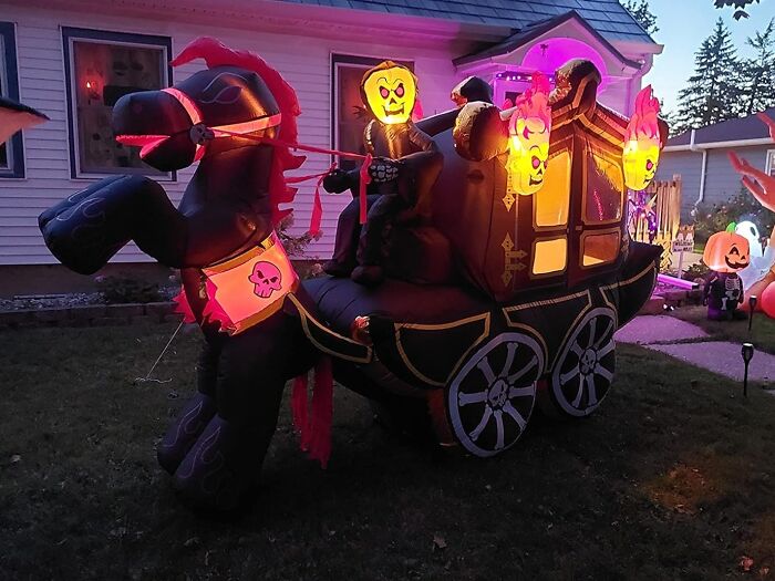 Who Needs A Hearse When You Can Ride Off Into The Afterlife In Style With The Giant Inflatable Ghost Horse And Carriage?