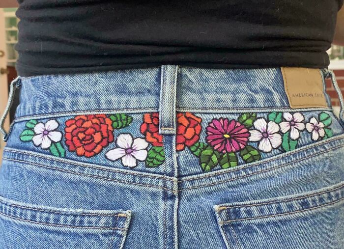 Embroidered The Back Of My Jeans- Should I Add More Leaves?