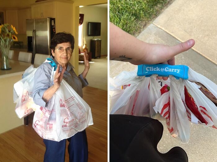 Grocery Shopping Just Got A Handle On Convenience With The Click & Carry Grocery Bag Carrier