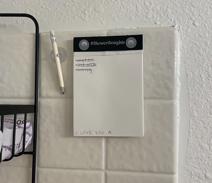 Because Brainstorming In The Shower Is A Real Thing, And You Can't Trust Your Soggy Brain To Remember Anything, This Waterproof Shower Notepad With Pencil Is Here To Capture Your Most Brilliant (Or Ridiculous) Ideas While You're Still Dripping Wet