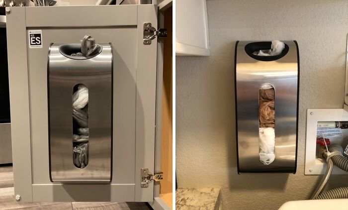 Plastic Bag Pandemonium In Your Pantry? This Wall Mount Grocery Bag Dispenser Will Tame The Chaos And Have Your Bags Lined Up Like Obedient Soldiers