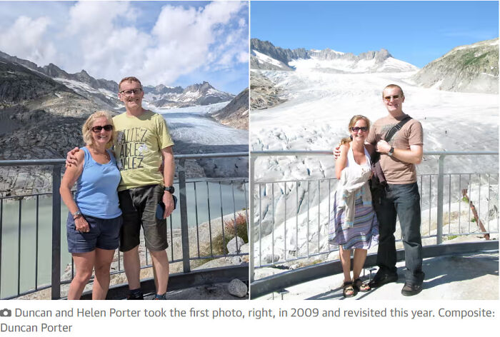 Photos Taken 15 Years Apart Shows Melting Swiss Glaciers