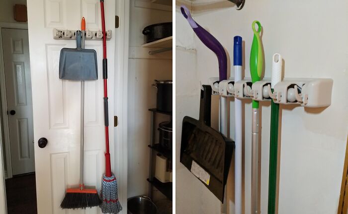 Your Cleaning Supplies Are About To Be More Organized Than Your Spice Rack! This 2-Pack Of Mop And Broom Holders Will Have Your Cleaning Tools Hanging Neatly And Your Garage Looking Like A Showroom