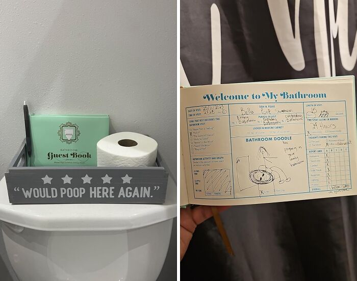  "Bathroom Guestbook" Because Even Your Bathroom Visitors Deserve A Signing Bonus For Braving The Throne!