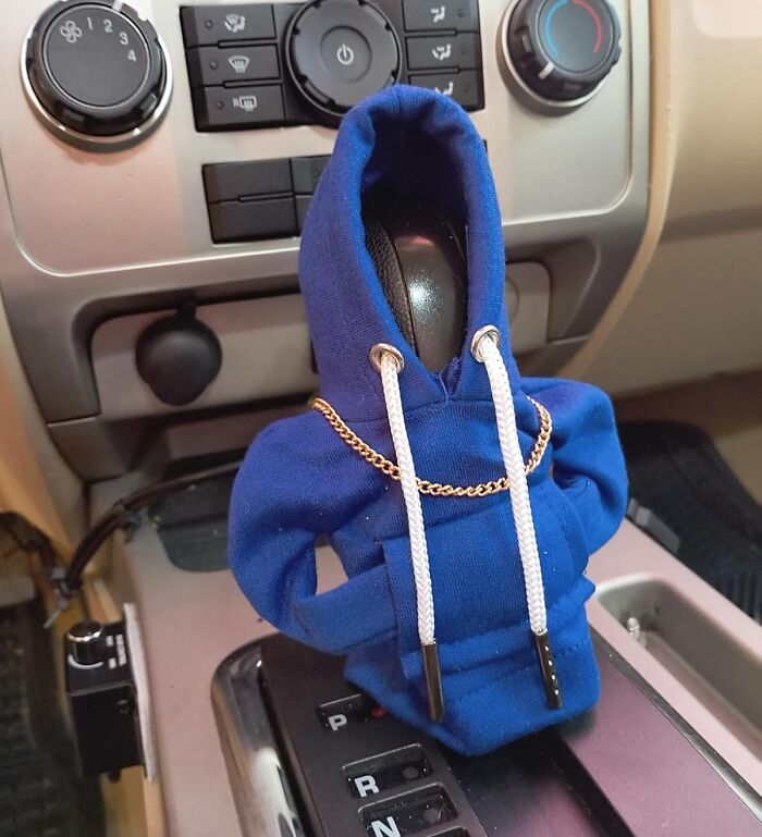 Who Knew Your Gearshift Needed A Wardrobe Update? This Car Shift Knob Hoodie Is The Ridiculous Accessory You Never Knew You Needed, Because Even Your Car's Knobs Deserve To Be Cozy