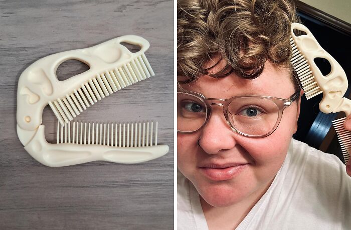 Prehistoric Pampering, Anyone? Get Ready To Tame Your Tresses With This Roar-Some T-Rex Skull Shaped Comb , The Most Dino-Mite Hair Accessory You'll Ever Own!