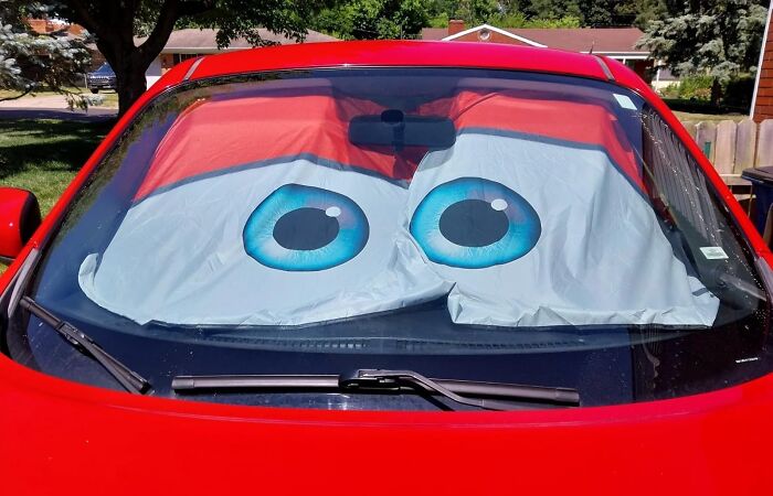 Ka-Chow, Sunshine! Stay Cool And Cruise Into Fun With This Adorable Lightning Mcqueen's Eyes Sunshield , The Perfect Accessory For Any Cars Fan's Vehicle!