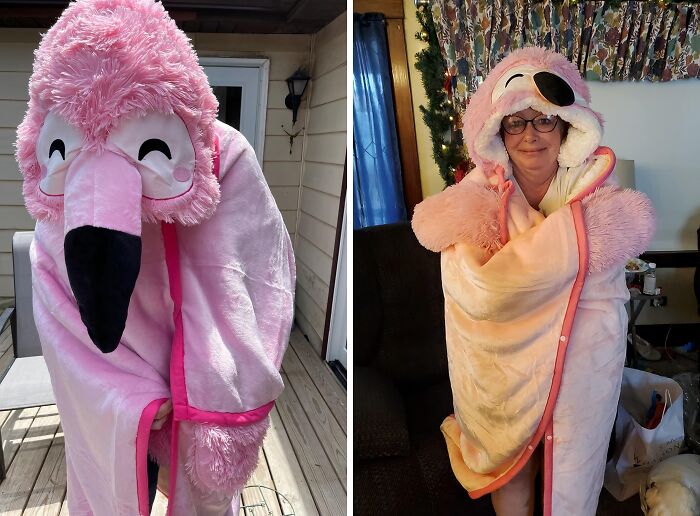 Flock To Fashion With This Ridiculously Pink And Cozy Hooded Flamingo Wearable Blanket - You'll Be The Brightest Bird On The Block