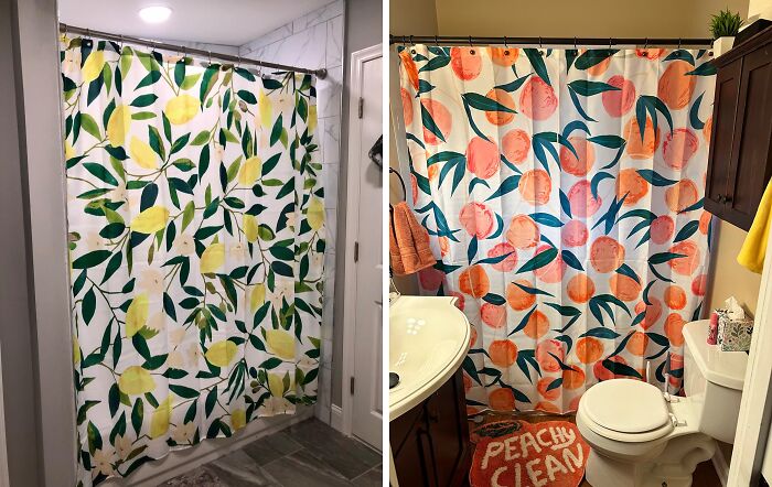 This Delightful Tasteful Fruity Shower Curtain Brings A Pop Of Personality To Your Shower, With Vibrant Colors And Playful Patterns That Will Leave You Feeling Peachy Keen