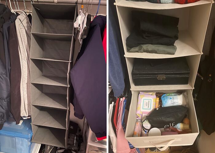 This Genius Hanging Closet Organizer Shelf Is The Ultimate Closet Companion - It Keeps Your Clothes, Shoes, And Accessories Tidy, Freeing Up Floor Space