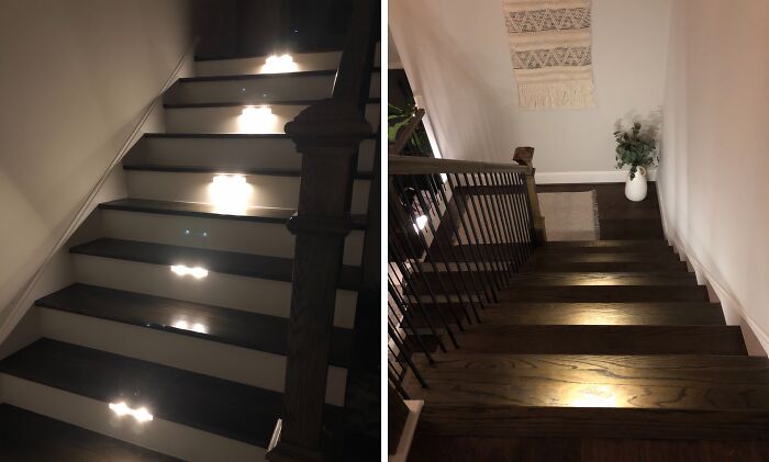 These Innovative Wireless LED Stair Lights With Motion Sensor Illuminate Your Path, Automatically Turning On And Off As You Move, For A Safer, More Stylish Staircase