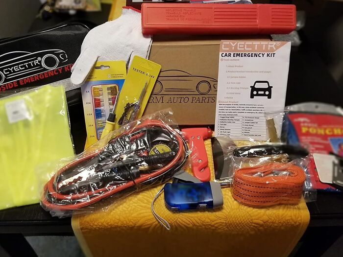 Flat Tire Got You Feeling Deflated? Don't Worry, This Car Roadside Emergency Kit Has You Covered!