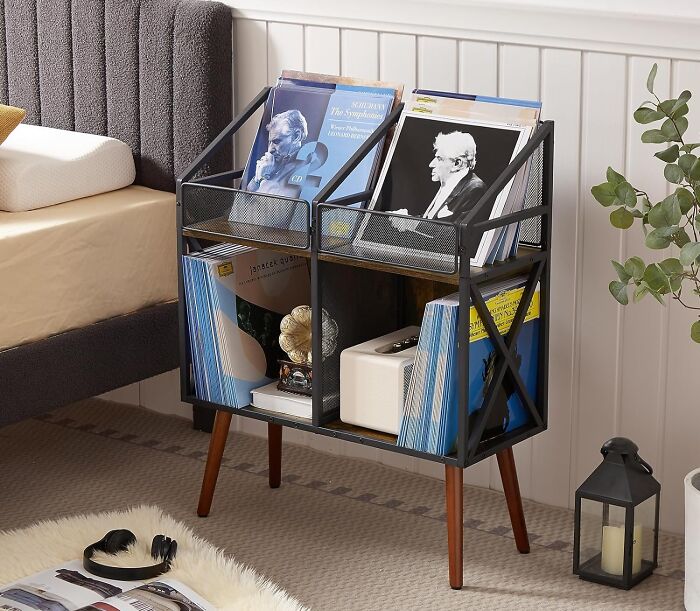 Your Vinyl Collection Is About To Have A Home That's As Stylish As Your Music Taste! This Vinyl Record Storage Holder Rack Is The Perfect Way To Display Your Favorite Albums And Keep Your Collection Organized 