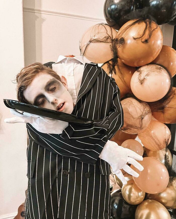 I Made My Son A Headless Waiter Costume For Halloween