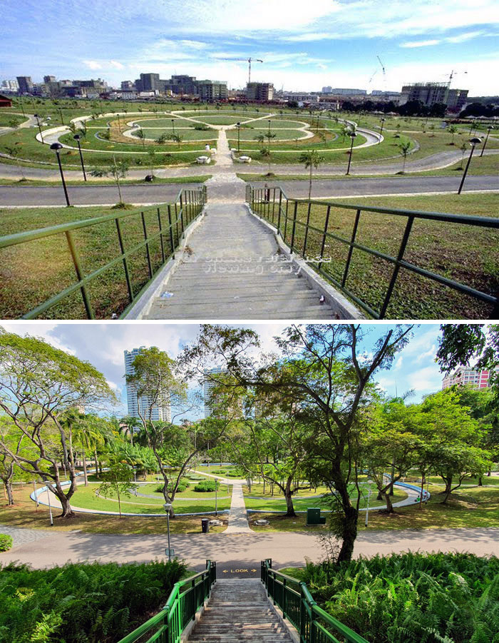 Bishan Park, 30 Years Apart. Top Pic, 1988. Bottom Pic, 2020