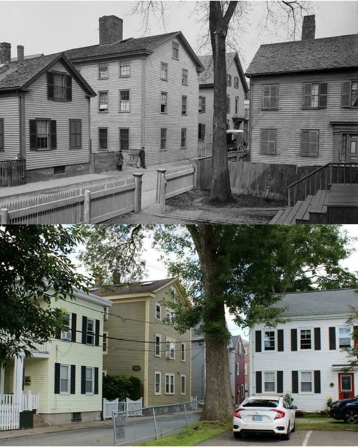 Herbert Street In Salem, Massachusetts, Around 1890-1910 And 2023