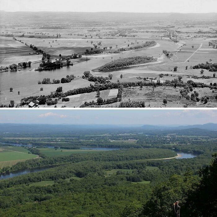 The Connecticut River Valley Looking North From The Summit Of Mount Holyoke In Hadley, Massachusetts 1900 And 2022