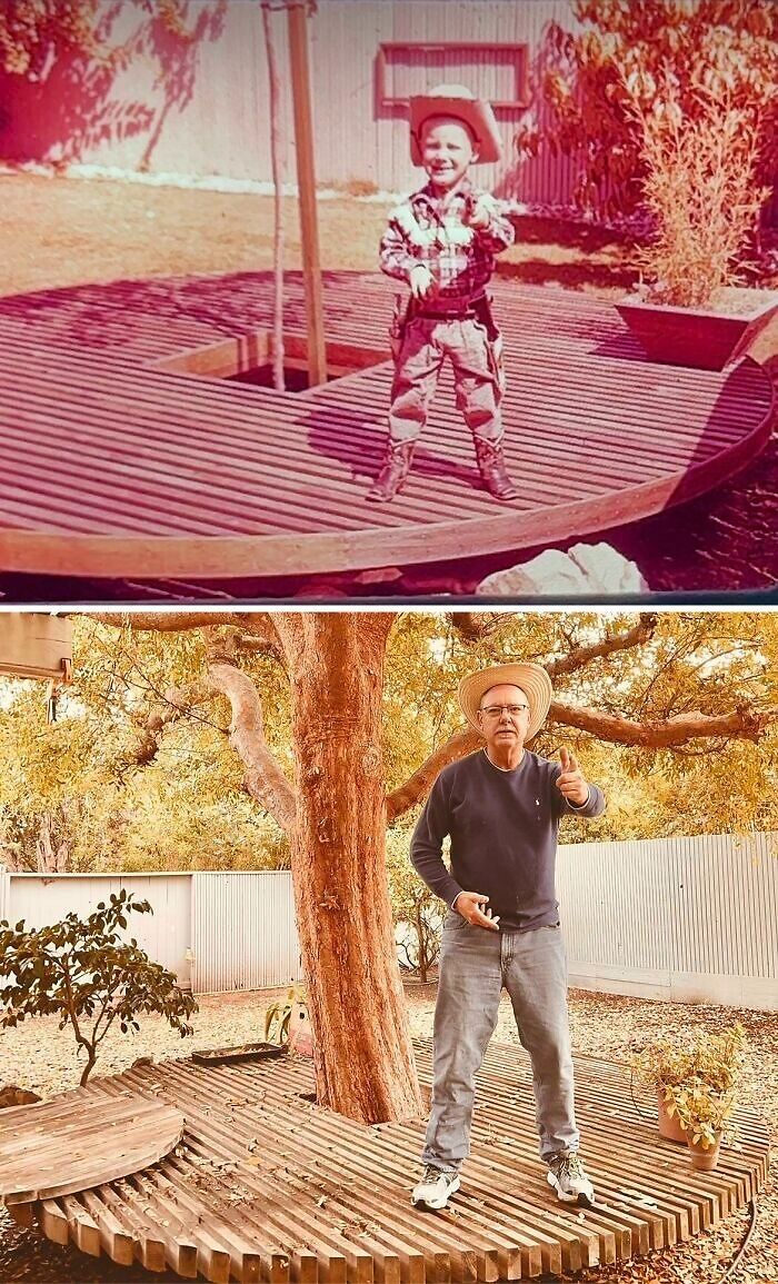 A Dad And His Tree At 4 And 63 Years Old