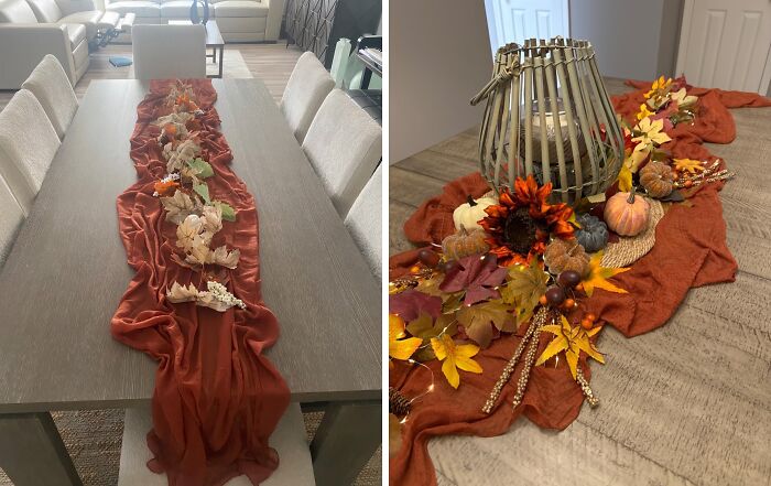 Warm Up Your Thanksgiving Table With The Cozy Charm Of A Fall Cheesecloth Table Runner - A Rustic Yet Elegant Addition To Your Holiday Decor, Adding A Soft, Textured Look To Your Table And Setting The Tone For A Cozy, Memorable Meal