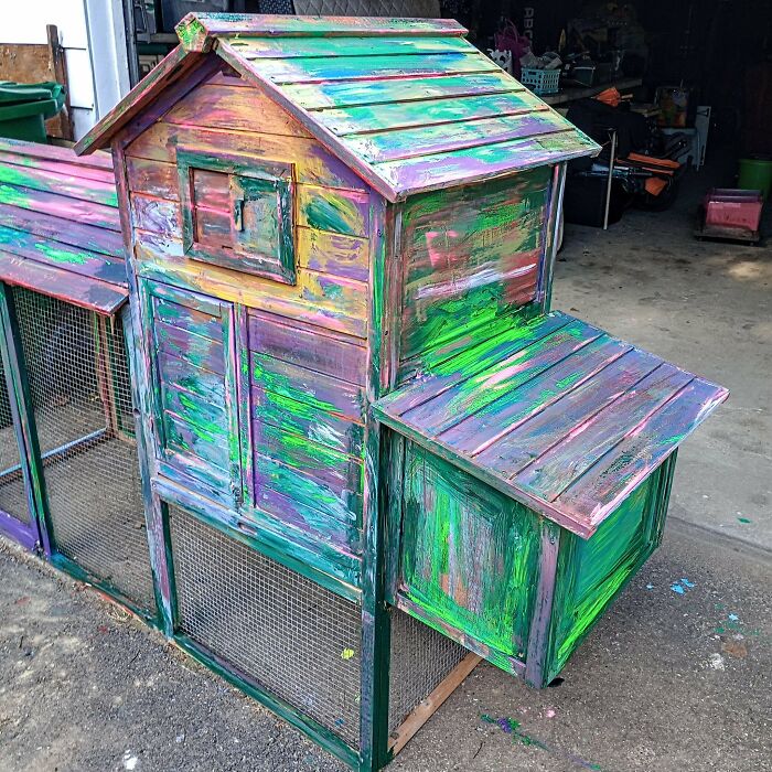 Needed My Coop Painted And Also Needed To Use What Paint I Had... I Love It! ❤️