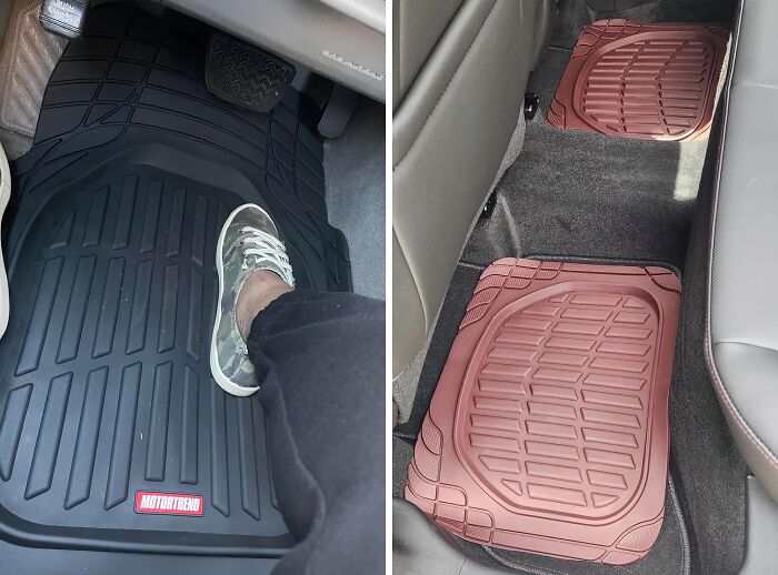 Defend Your Carpets From Dirt, Dust, And Dashboard Coffee Spills With The Waterproof Trim-To-Fit Automotive Floor Mats, A Rugged And Reliable Barrier That Keeps Your Car's Interior Clean, Dry, And Dignified