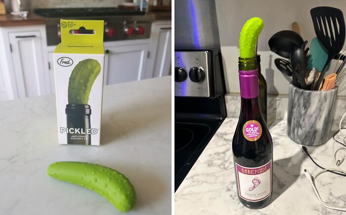 Preserve Your Wine (And Your Love Of Pickles) With The Ridiculously Delightful Pickle Wine Stopper, A Dill-Ightful Addition To Any Wine Lover's Collection