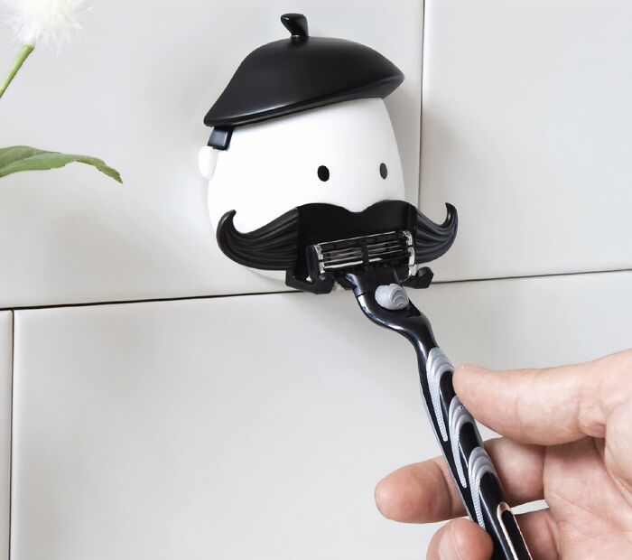 Give Your Razor A Dignified Home With The Charmingly Quirky Mr. Razor Razor Holder, A Mustachioed Gentleman For Your Bathroom Wall