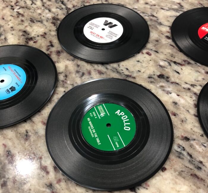 Spin A Friend's Home Decor Into The Groove With The Vinyl Coasters, A Gift That's Music To Their Ears (And Their Furniture)!