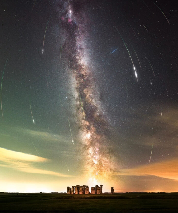 Perseid's Meteor Shower Over Stonehenge