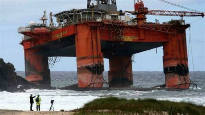 Oil Rig That Washed Ashore In Scotland